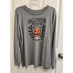 State Of Mine XL Gray Halloween Town Pumpkin T-shirt Long Sleeves Cotton Blend